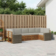 Set divano sezionale 7 pcs Naturale e Grigio Chiaro Poliestere 3384817