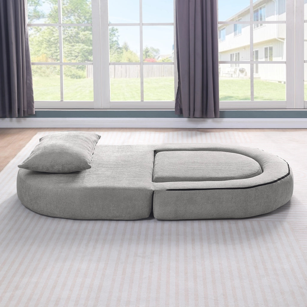DIVANO MODULARE SEZIONALE, stile minimal, grigio chiaro, in ciniglia