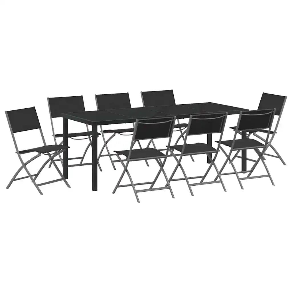 Set da Pranzo per Giardino 9 pcs Nero 3379379