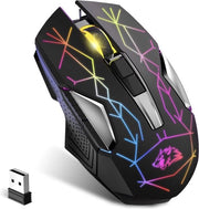 Maus da Gioco Senza Fili - Ricaricabile - 600mAh - Effetti di Luce LED - DPI Regolabile - Ricevitore USB - Senza Fili