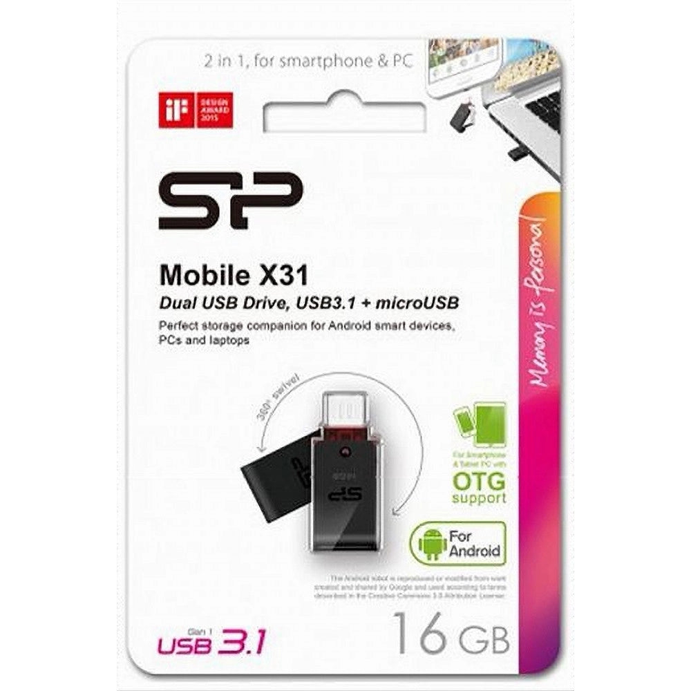 Trade Shop - Chiavetta Usb 16 Gb Usb3.1 Microusb Otg Doppia Per Smartphone Tablet Otgx31/16gb -