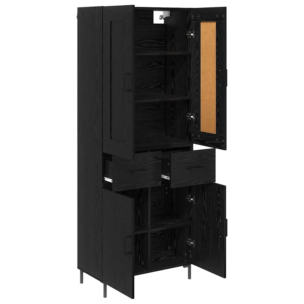 Credenza con cassetto 2 pz-Set di 2 Buffet-Armadio da cucina Rovere Nero Legno multistrato 339016