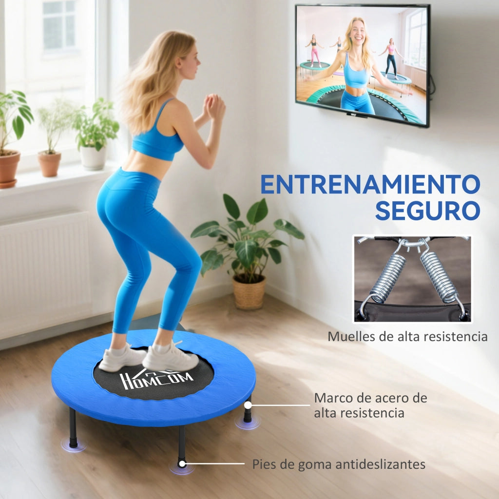 Trampolino Fitness Elastico 81 cm ¨C Zephmum ¨C Acciaio 28 Molle Nero Blu 81x81x22,5 cm