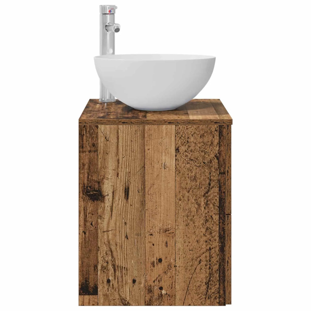 Mobiletto con Lavabo a Parete Legno antico 49,5 x 35 x 63 cm