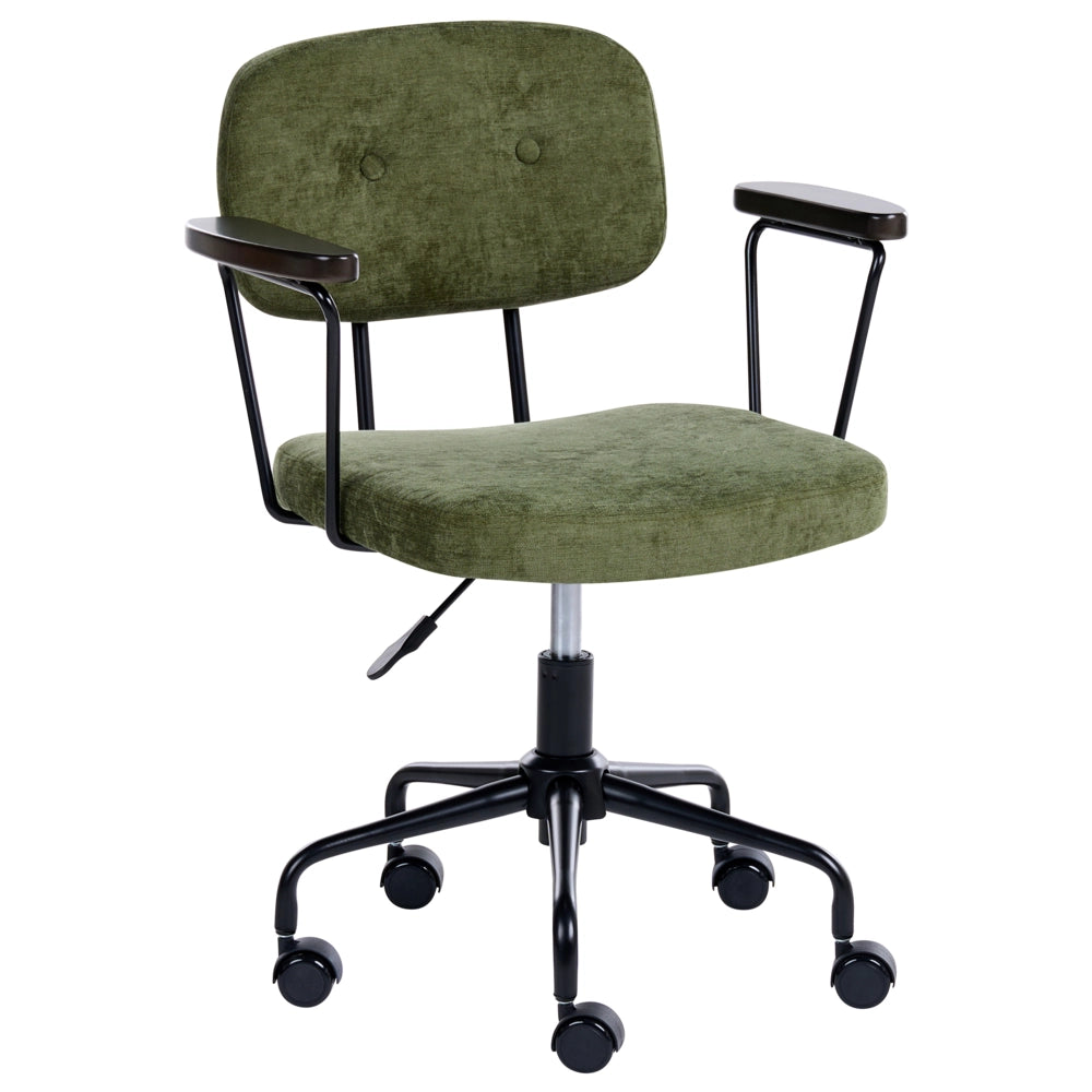 Sedia da ufficio tradizionale in tessuto girevole regolabile verde stile moderno home office