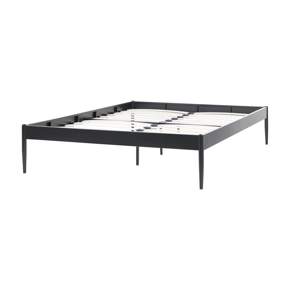 Letto matrimoniale con rete a doghe in metallo nero 140 x 200 cm stile moderno industriale