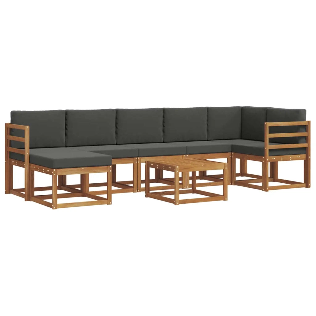 Set di divani da esterno con cuscino 8 pcs Naturale e Antracite