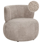 Comoda poltrona tortora rivestita in ciniglia di poliestere moderna comoda senza braccioli con schienale ricurvo in stile scandinavo