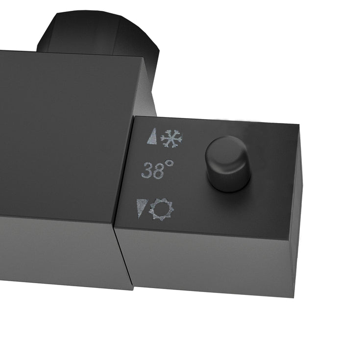 AICA Colonne doccia termostatiche, miscelatore doccia con rubinetto quadrato, nero