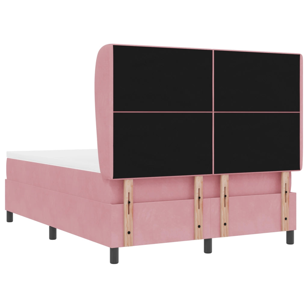 Letto a Mola con Materasso Rosa 140x200 cm Velluto
