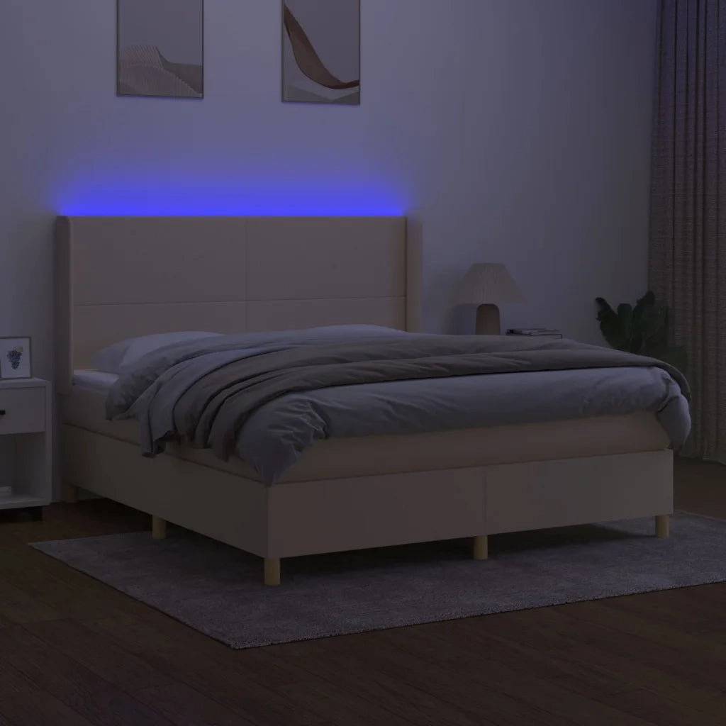 Letto a Molle con Materasso e LED Crema 180x200 cm in Tessutocod mxl 99349