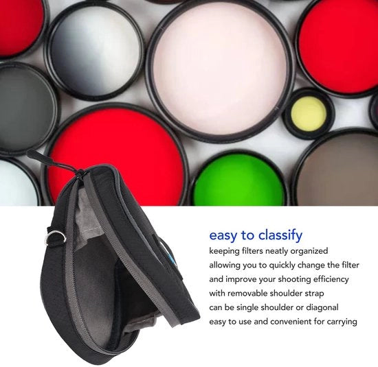 Borsa per filtri acqua resistente - Borsa per 8 filtri fino a 95 mm - Interno rimovibile - Cinturino regolabile - Fodera in nylon resistente - Borsa per filtri