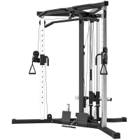 Stazione Fitness per Allenamento Totale con Sbarra per Trazioni e Bilanciere, in Acciaio, 170x139x200 cm, Nero