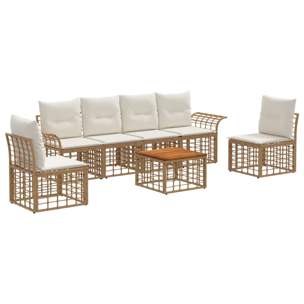 Set di divani da esterno 7 pcs Naturale e Bianco Crema 3437666