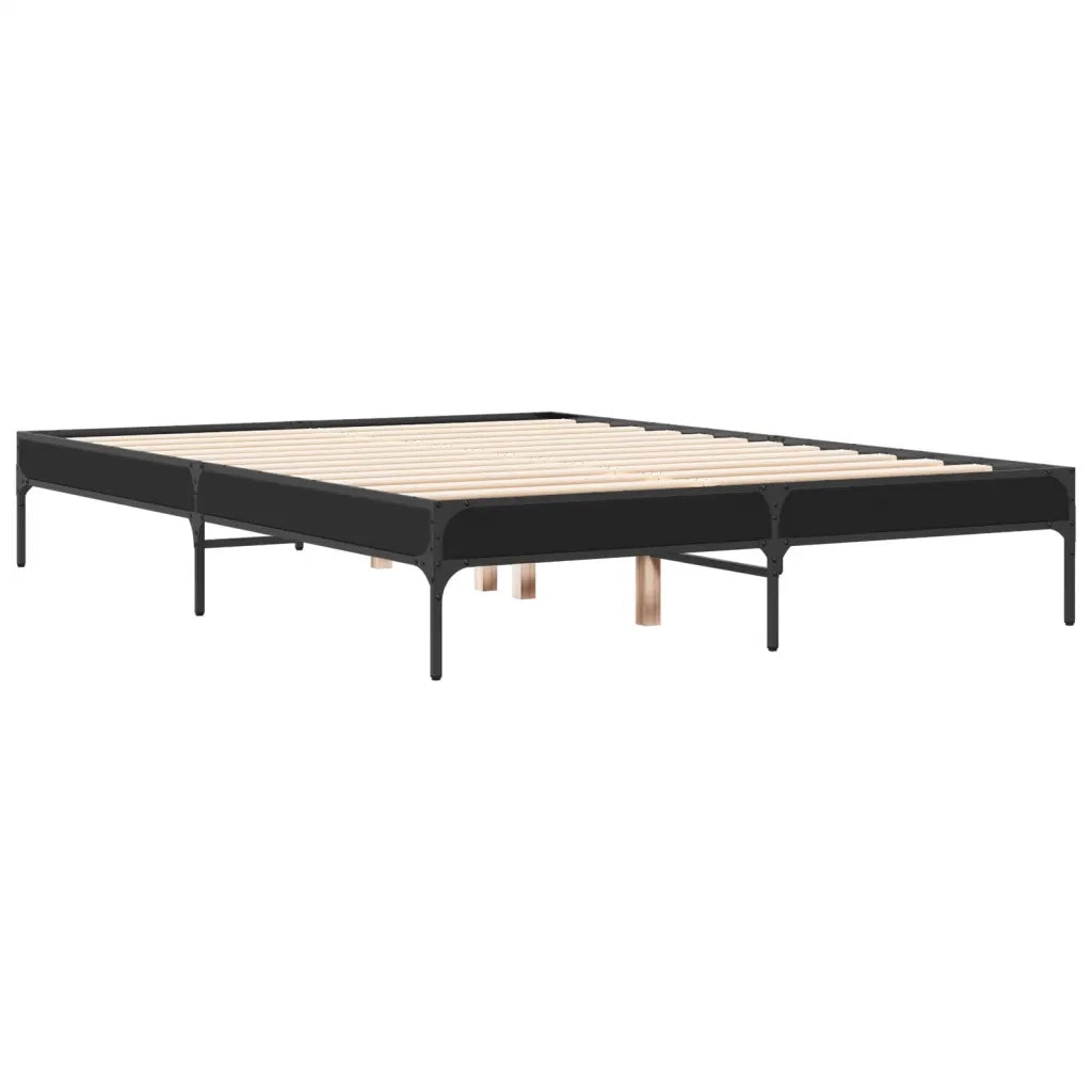 Giroletto-Struttura Letto Nero 120x200 cm in Legno Multistrato e Metallo 329288