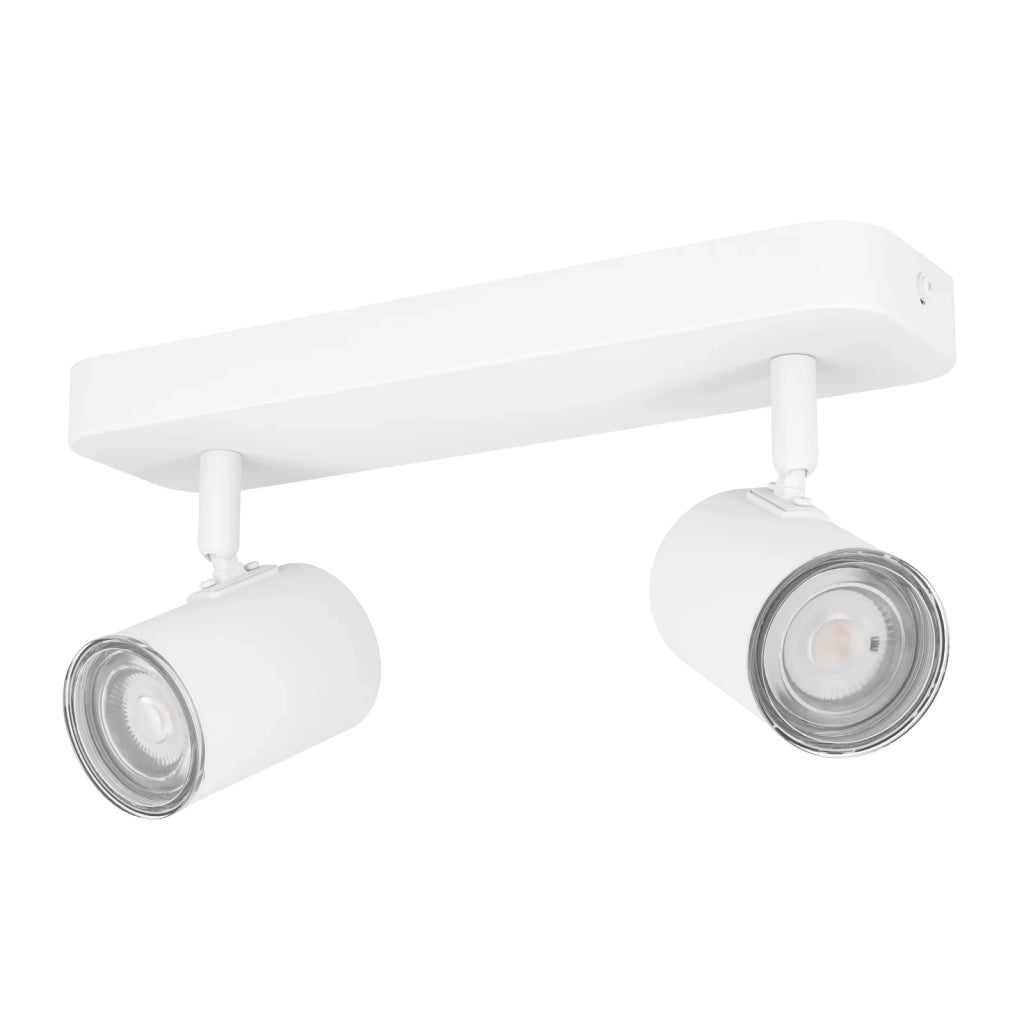 Faretti E Spot Moderno Consuma 1 Acciaio Bianco 2 Luci Gu10 Ip44