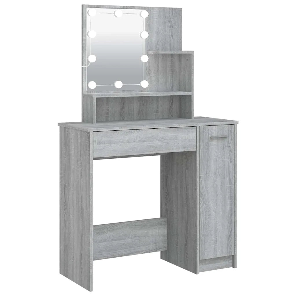 Toeletta | Tavolo da Trucco con LED Grigio Sonoma 86,5x35x136 cm