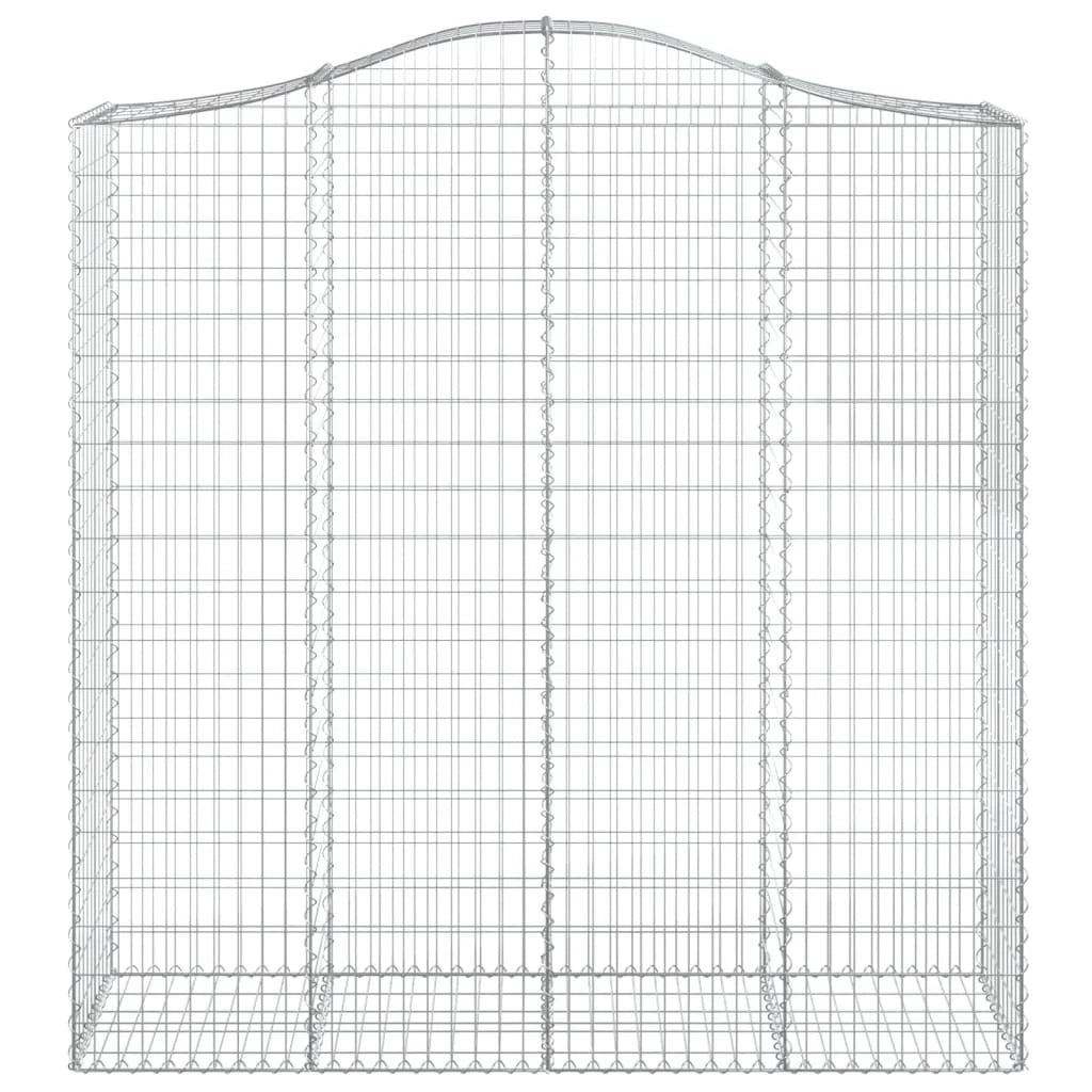 Cesto gabbione recinzione a gabbia muro di contenimento ad arco 200 x 50 x 200/220 cm ferro zincato argento 02_0040034