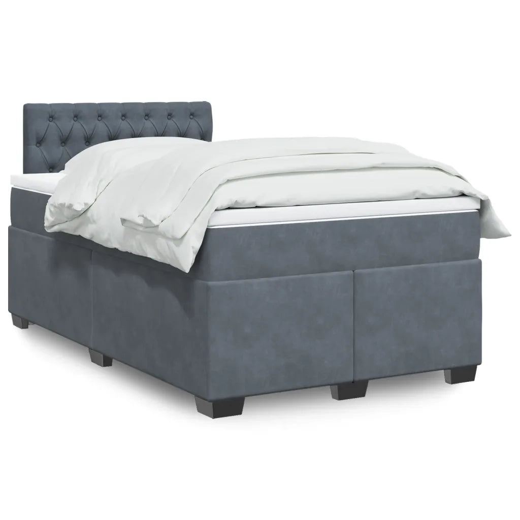 Giroletto a Molle con Materasso Grigio Scuro 120x190 cm Velluto 3286265