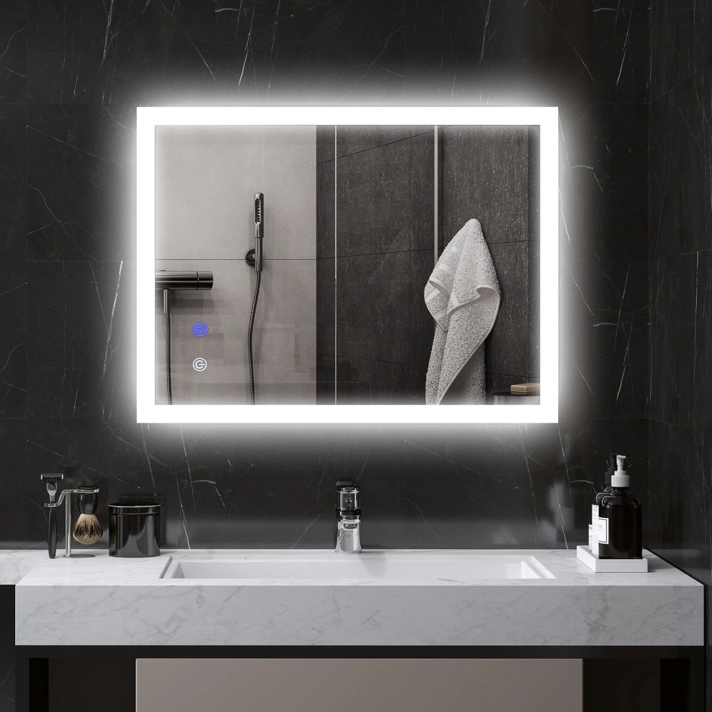 Specchio da Bagno con Luci LED Regolabili Antivaho ¨C zephmum ¨C Bianco 80x60 cm