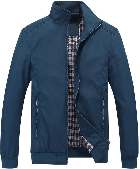 Giubbotto da bomber leggero per uomo - giacca da vento - giacca casual con chiusura a righello e collo in risvolto