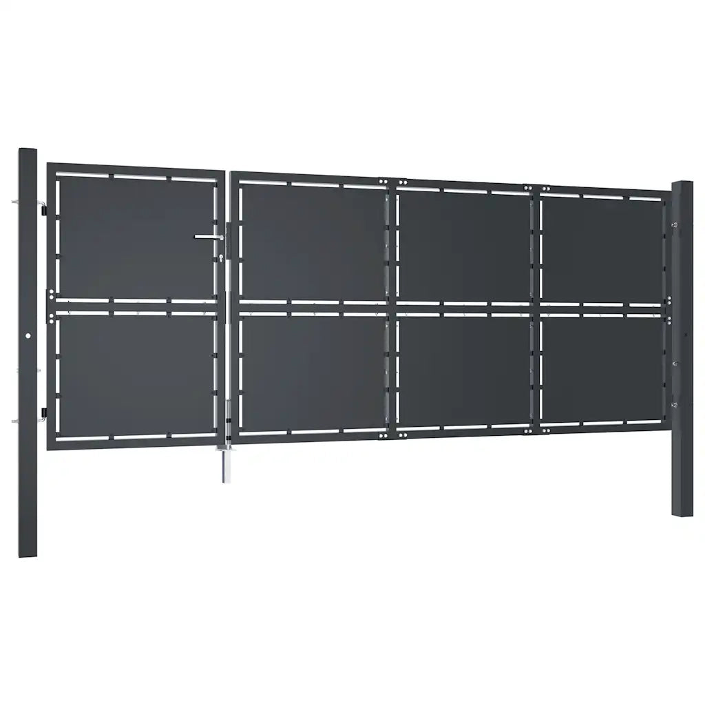 Cancello da Giardino in Acciaio 350x125 cm Antracite 144537