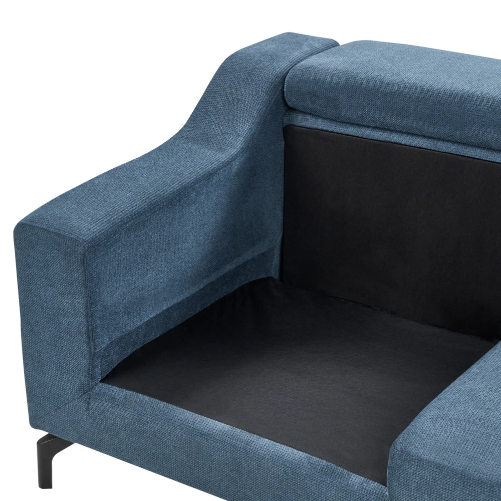 Divano Angolare In Tessuto versione sinistra Rivestimento In Poliestere Blu Con Poggiatesta Regolabile Chaise longue Design Moderno