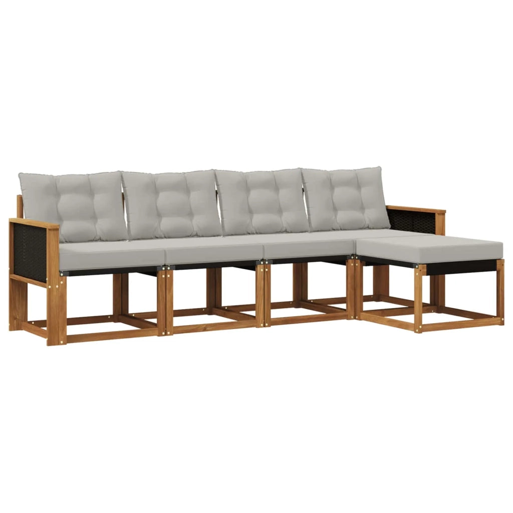 Set di divani da esterno 5 pz Naturale e Grigio Chiaro 3381879