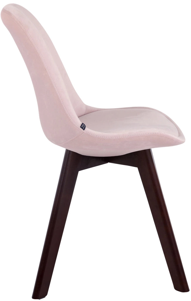 Sedia Borneo in velluto rosa,noce
