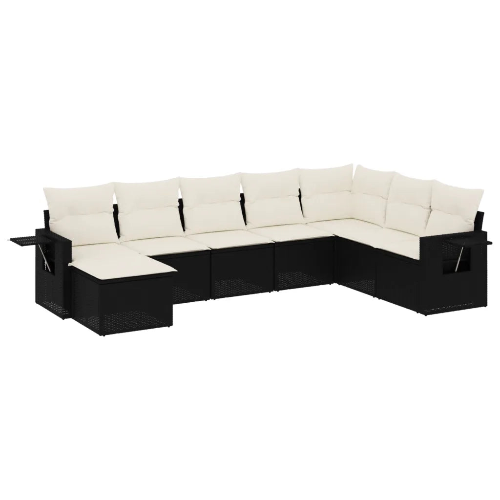 Set Divani da Giardino con Cuscini 8 pz Nero in Polyrattan 3220555