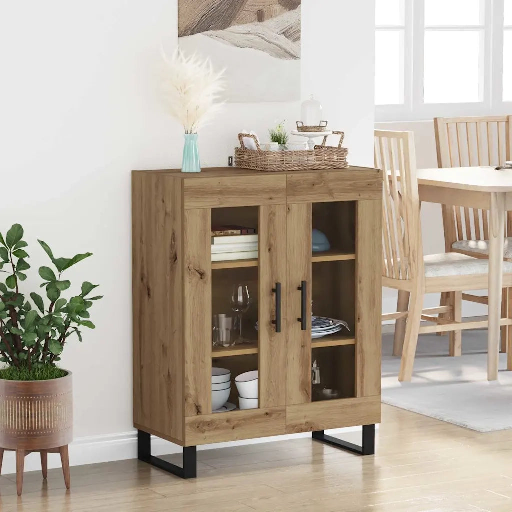 Credenza | Madia | Buffet da pranzo | Armadio da pranzo Rovere artigianale 69,5 x 34 x 90 cm Legno multistrato