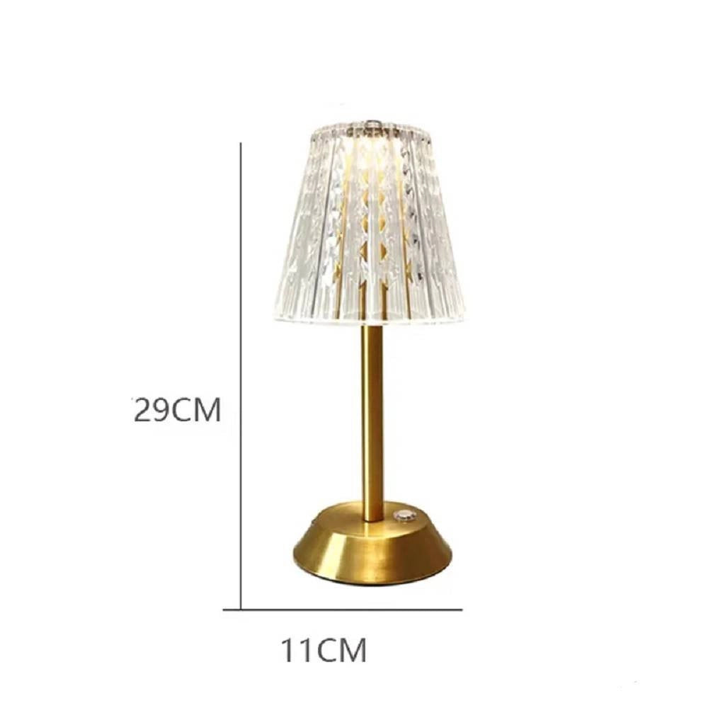 Trade Shop - Lampada Da Tavolo Cristallo Batteria Portatile Ricaricabile Luci Led Dimmerabile -