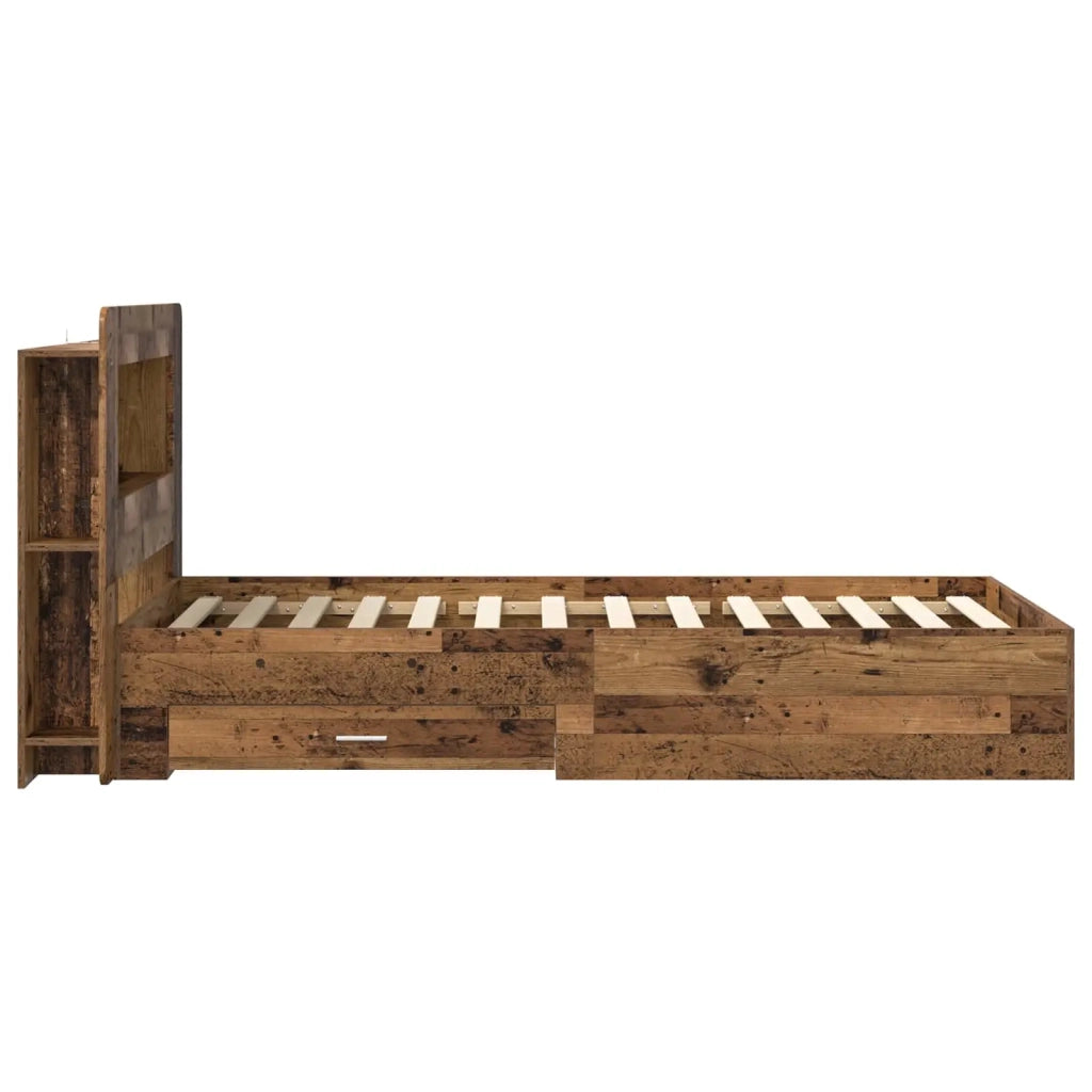 Telaio del letto con storage Legno antico 100 x 200 cm
