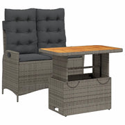 Set da Pranzo da Giardino 2 pz | Set Salotto da Giardino con Cuscini in Polyrattan Grigio