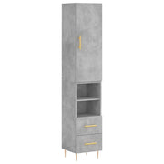 Credenza | Madia | Buffet da pranzo | Armadio da pranzo Grigio Cemento 34,5x34x180 cm in Legno Multistrato