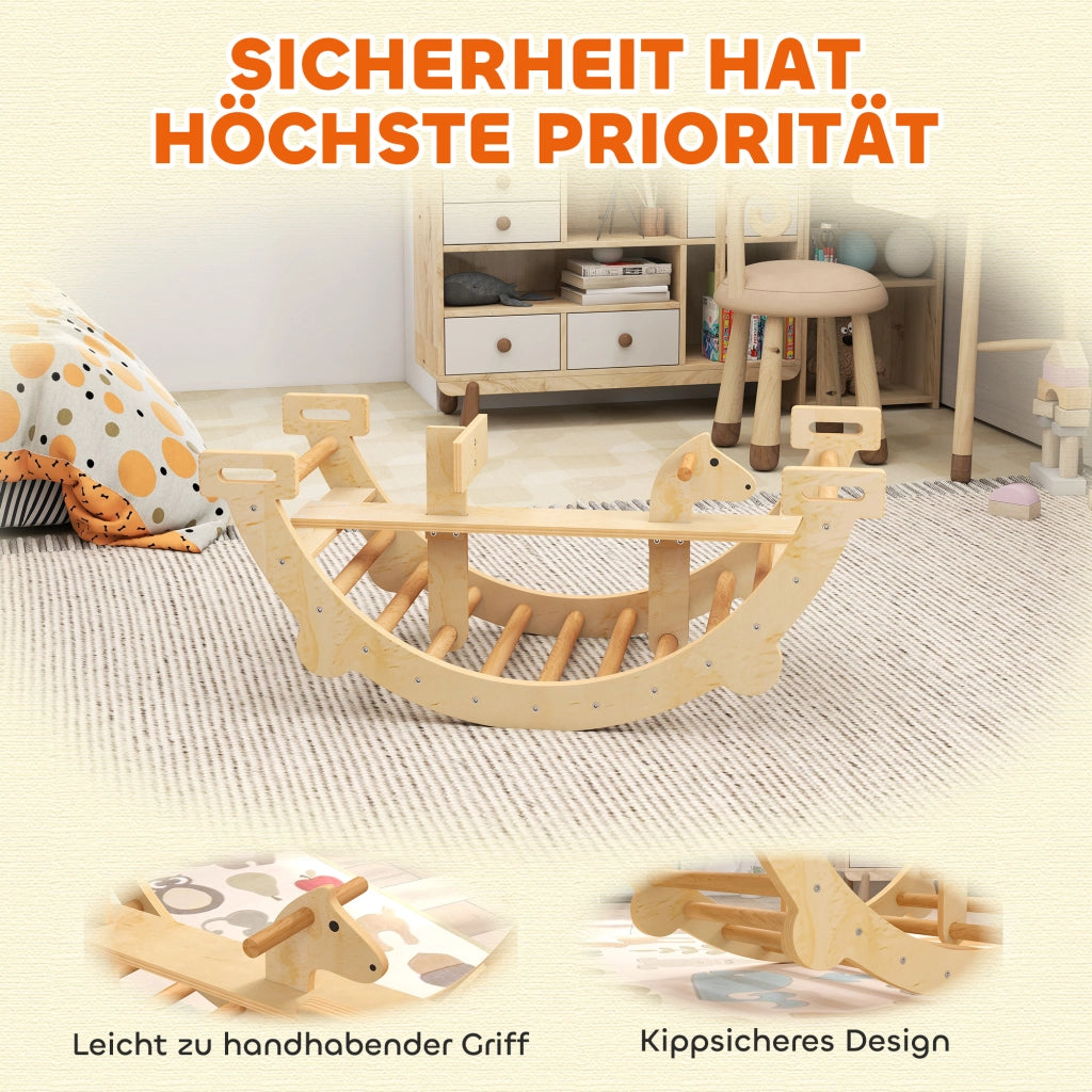 Scala per bambini in legno 2 in 1 ¨C zephmum ¨C naturale 110x52x45 cm