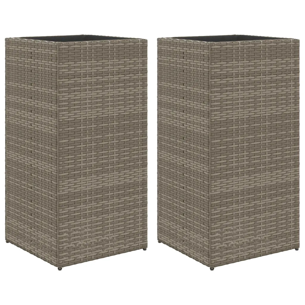 Fioriere da Giardino 2 pz Grigie 40x40x80 cm in Polyrattan 3210521