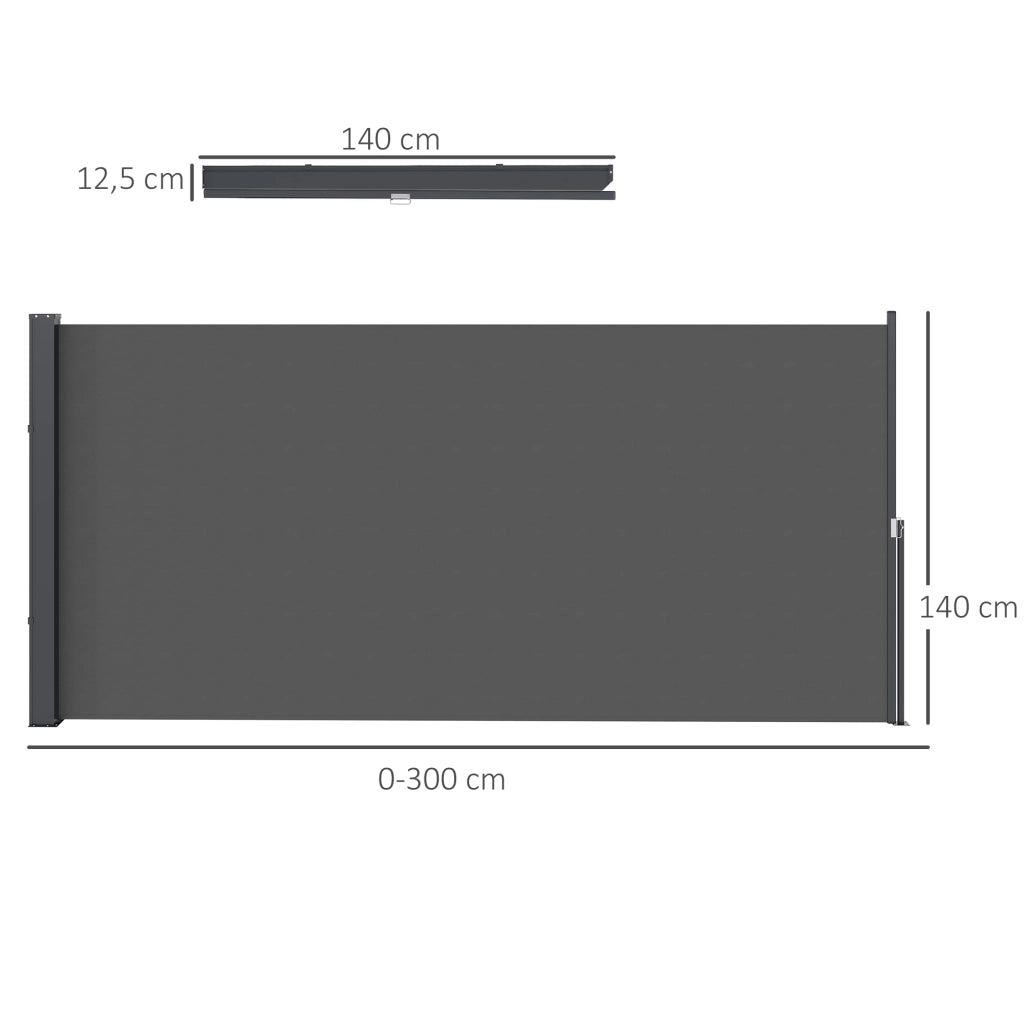 Paravento retrattile per esterno ¨C zephmum ¨C grigio scuro, alluminio, poliestere, 300x140 cm
