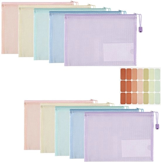 Documenti A5, 10 pezzi, con chiusura a rasoio, impermeabili, con taschino per documenti, contenitore per fogli, biglietti, prodotti per la cura della persona, 5 colori.
