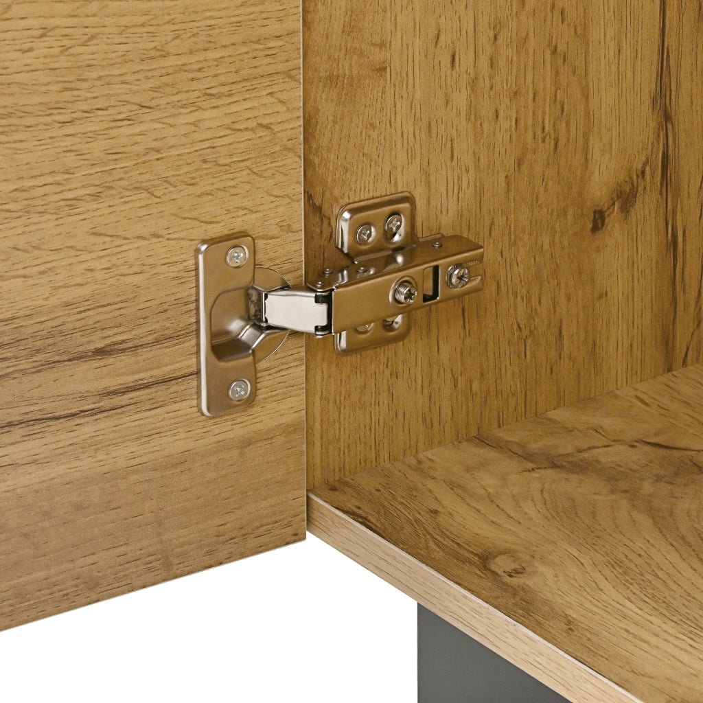 Credenza con 2 Ante e 4 Cassetti; Apertura a Pressione; Stile Moderno; in Pannello Truciolare; 120??35;5??90;5 cm; Nero e Naturale