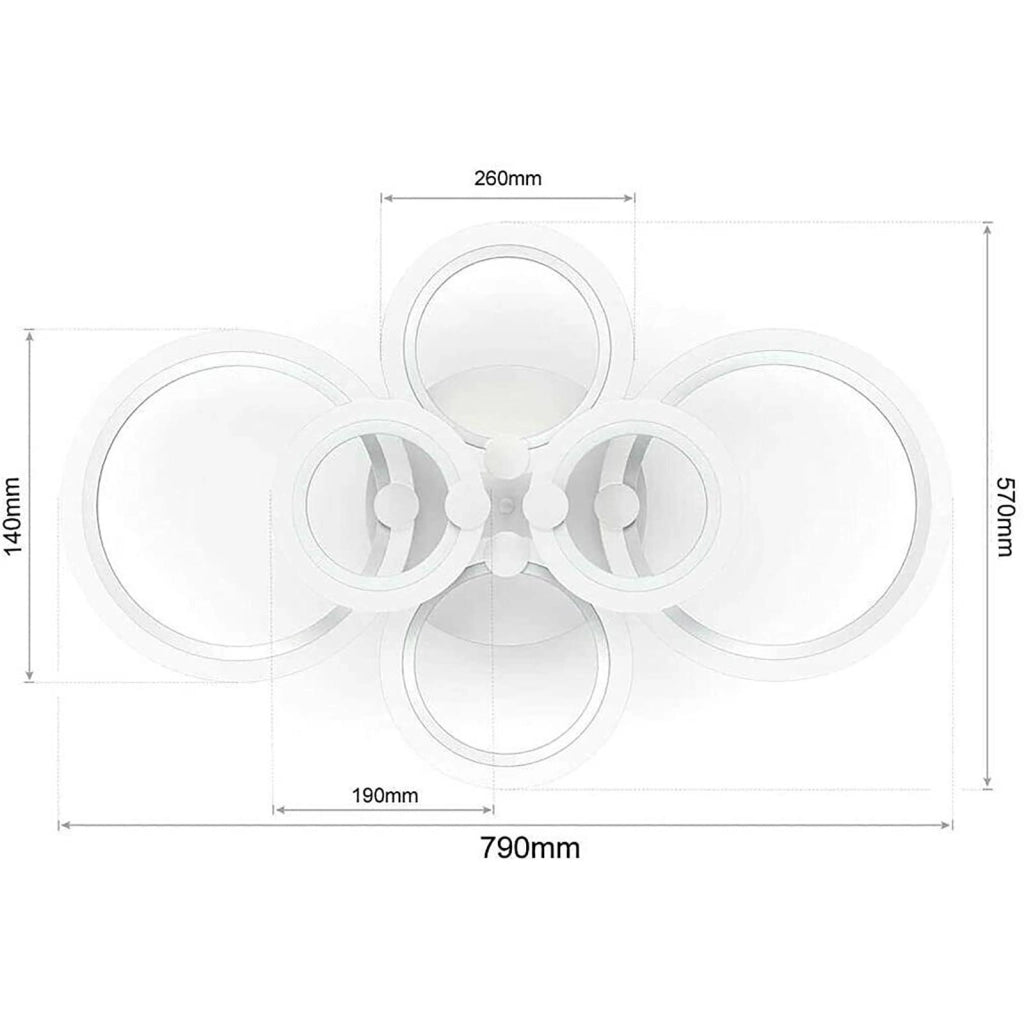 Plafoniera decorativa LED 51W CCT da 3000K a 6500K lampada moderna soffitto cerchi di luce camera da letto sala ricevimento 230V