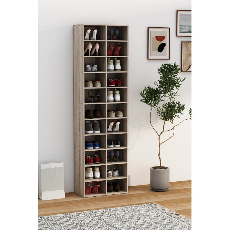 Legno Strong Scarpiera H183 L53 P30 cm Armadio Porta Scarpe Salvaspazio con Ripiani Regolabili Colore Noce
