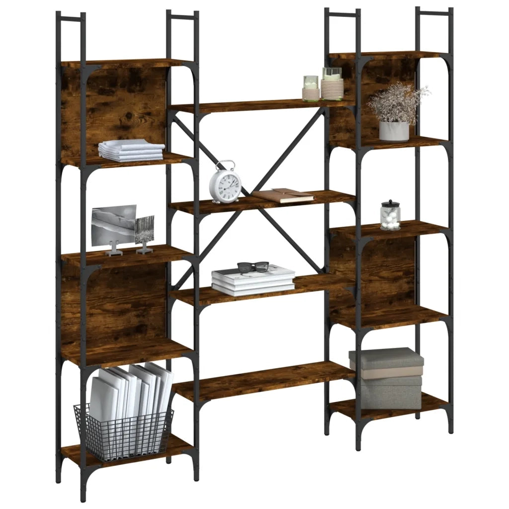 Libreria Rovere Fumo 155,5x24x166,5 cm in Legno Multistrato 838860