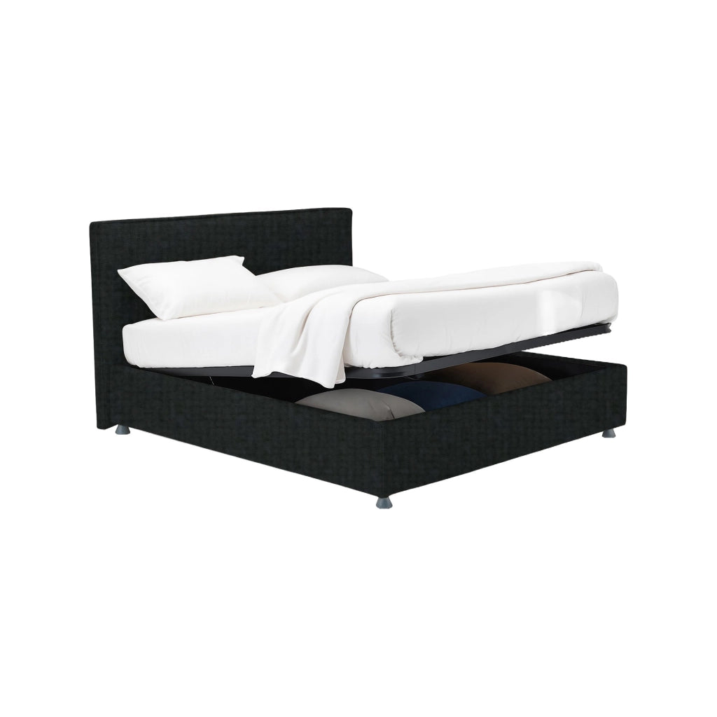 Harlow, Letto Piazza e Mezza Sfoderabile Made in Italy, Grigio Scuro