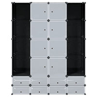 Armadietto Modulare 18 Scomparti Nero e Bianco 37x146x180,5 cm 240501