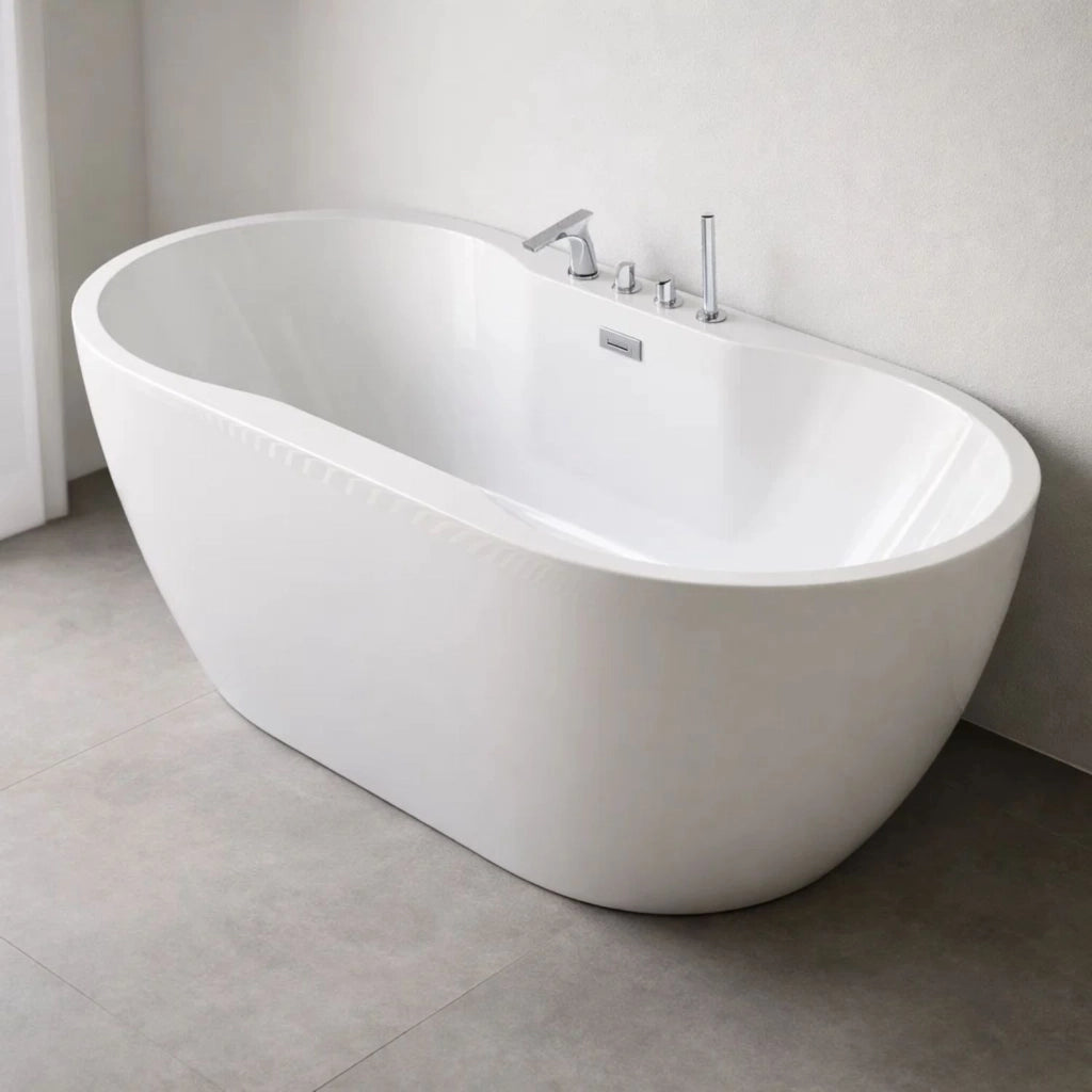 Vasca da bagno free standing ovale acrilico bianco lucido 3 misure h 60 cm *** misure 160x80x60 cm, confezione 1