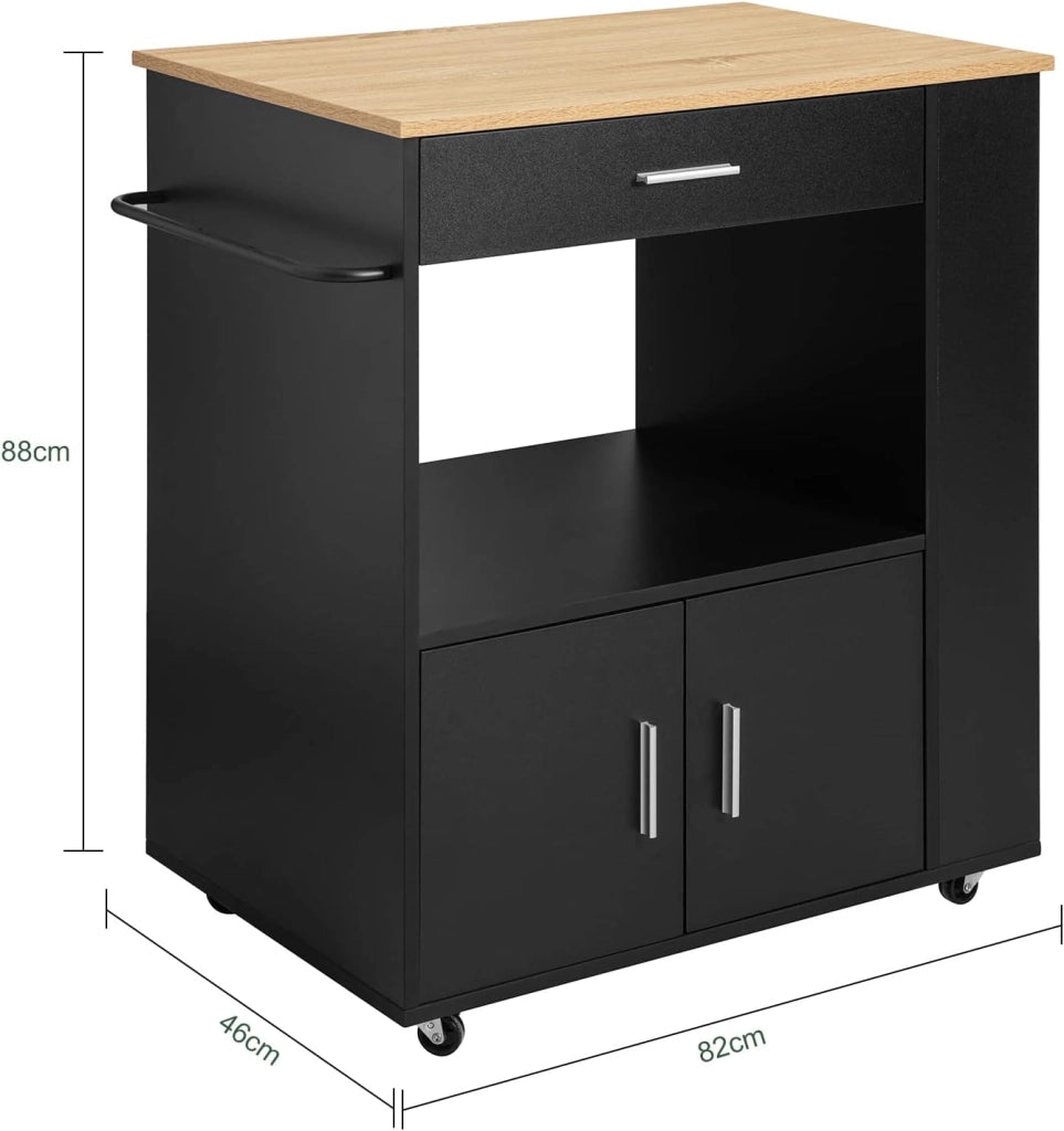 Mobile Cucina Salvaspazio Credenza Cucina Carrello Cucina con Ruote Mobiletto Cucina Dispensa Madia Cucina Mobile Cucina con Ripiani nero 82x46x88 cm FKW113‑SCH