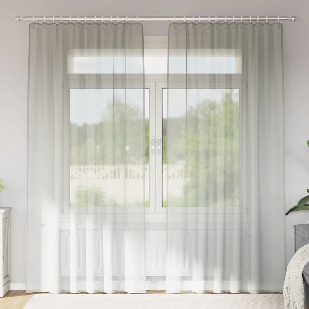 Tende in Voile con Tasche per Aste 2 pz Grigio Chiaro 4102209