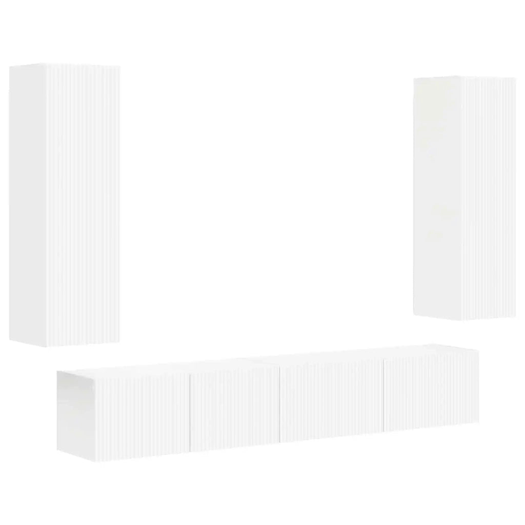 Set mobile TV Montaggio a parete 3 pcs Bianco Legno multistrato 3408979