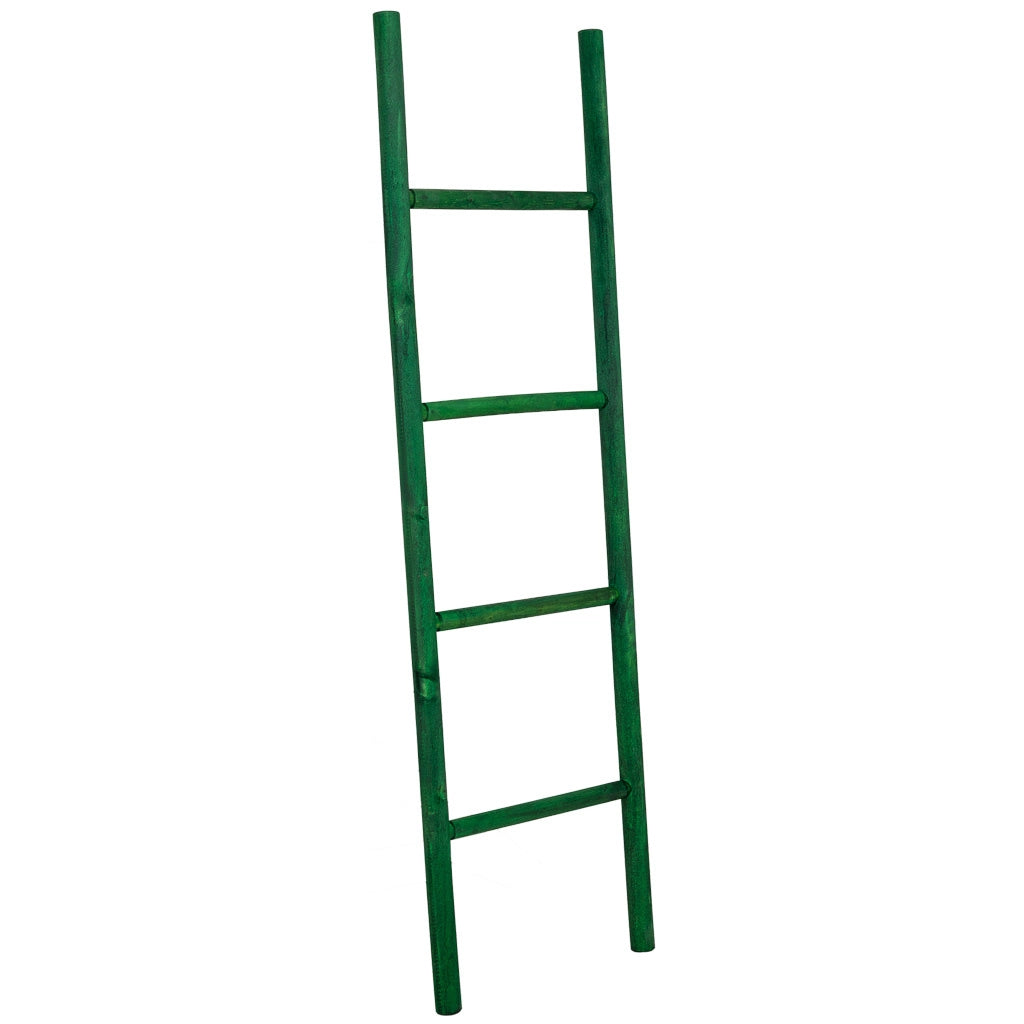 Scala con ripiani in legno verde 44x3x150h cm